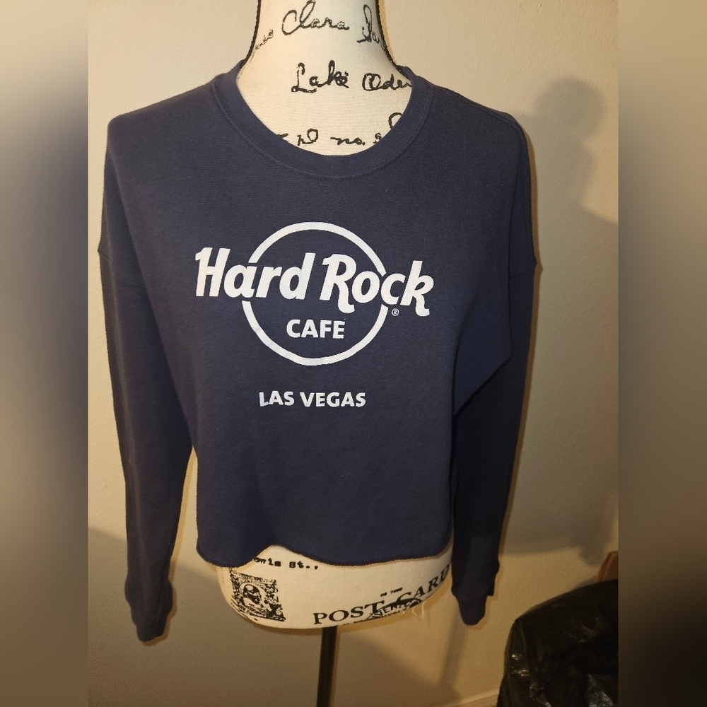 Hard Rock Las Vegas Womans Cropped Long Sleeve Sweatshirt Size M